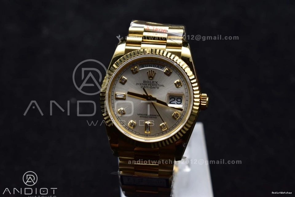 Weight) DayDate 702 QF 36 904L (Gain Square Steel with YG Edition President on vr3255 Silver V5 Bracelet Dial Comfortable Best Diamond 0215